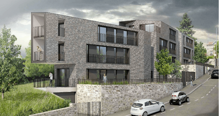 Immeuble de logements à Pomponne avec balcons dans un écrin de verdure